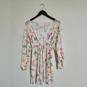 Mushroom Sheer Stretchy Cardigan Cover Up